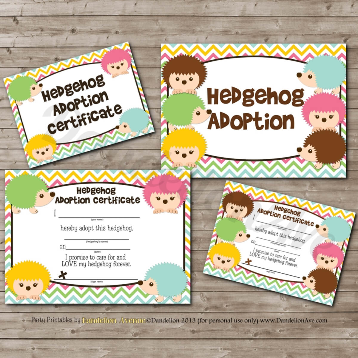 Adopt A Hedgehog Hedgie Adoption Certificate And Sign Set Within Toy Adoption Certificate Template