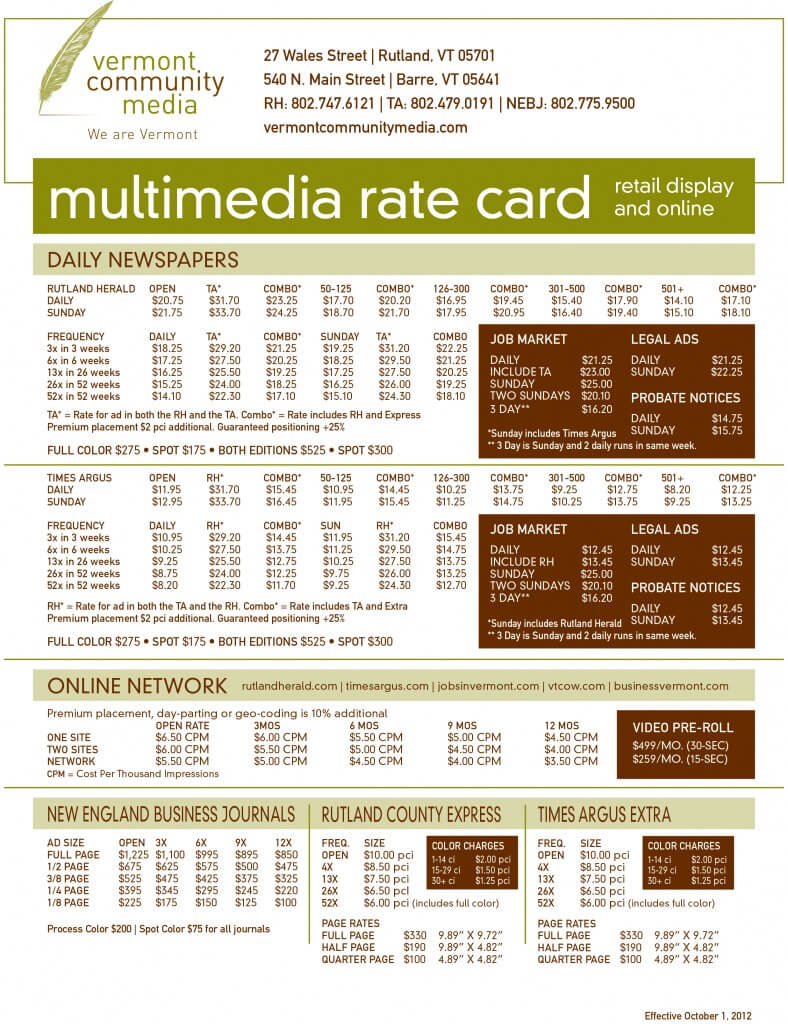 Advertising Rate Card – Jyler With Regard To Advertising Rate Card Template