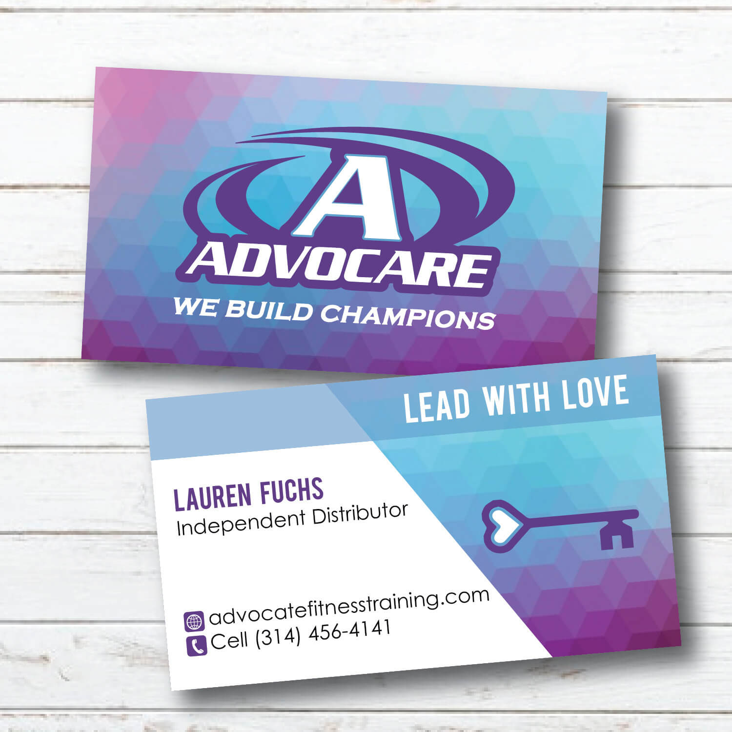 Advocare Business Card | Geometric | Purple Blue | Lead With Love | Digital  File Only | Read Description Before Buying Intended For Advocare Business Card Template