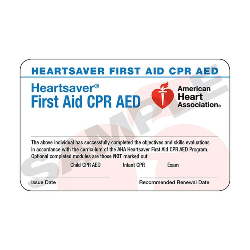 Aha Heartsaver® First Aid Cpr Aed Course Completion Cards – 6 Pack  Worldpoint® Throughout Cpr Card Template