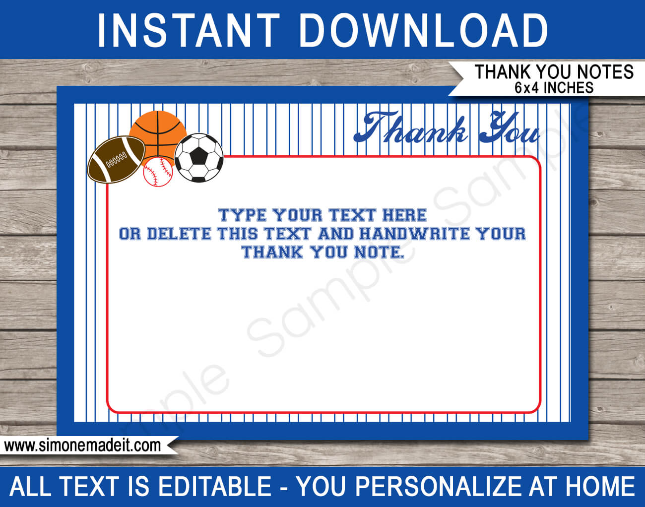 All Star Sports Party Thank You Cards Template Intended For Soccer Thank You Card Template