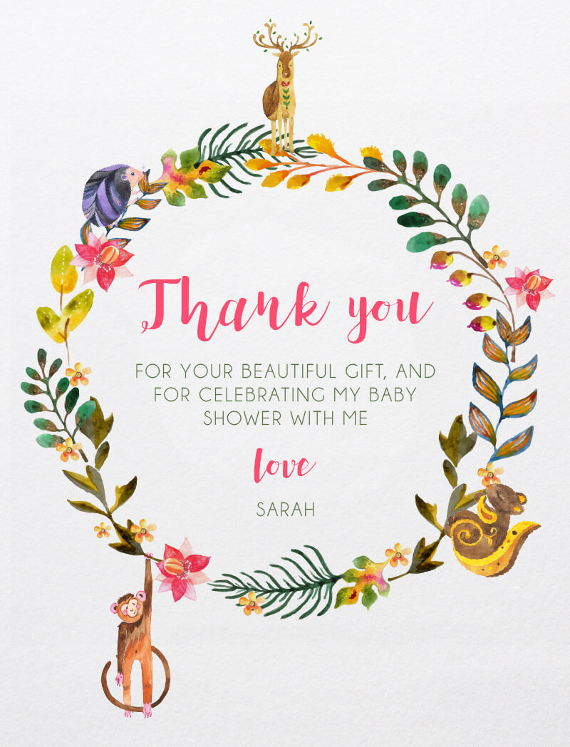 Alluring Forest | Digital Printing | Baby Shower Thank You Pertaining To Thank You Card Template For Baby Shower