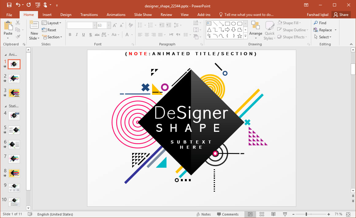 Animated Designer Shapes Powerpoint Template Intended For Replace Powerpoint Template