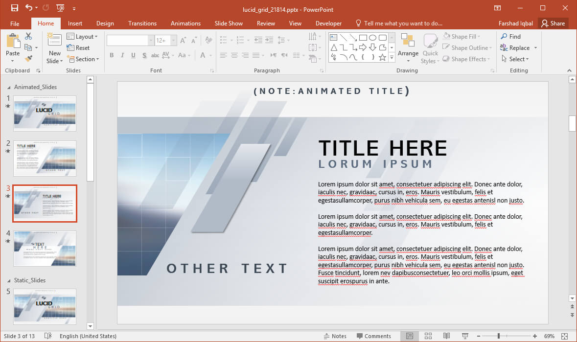 Animated Lucid Grid Powerpoint Template Intended For Replace Powerpoint Template