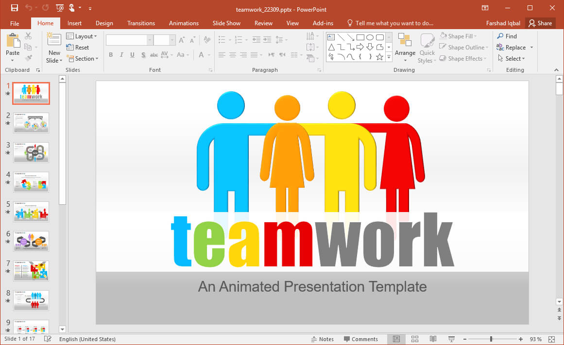 Animated Teamwork Powerpoint Template With Replace Powerpoint Template