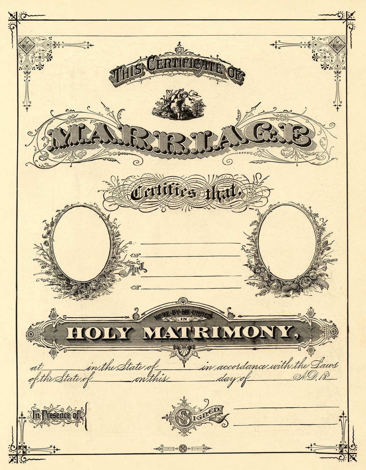 Antique Ephemera Clip Art – Printable Marriage Certificate In Blank Marriage Certificate Template