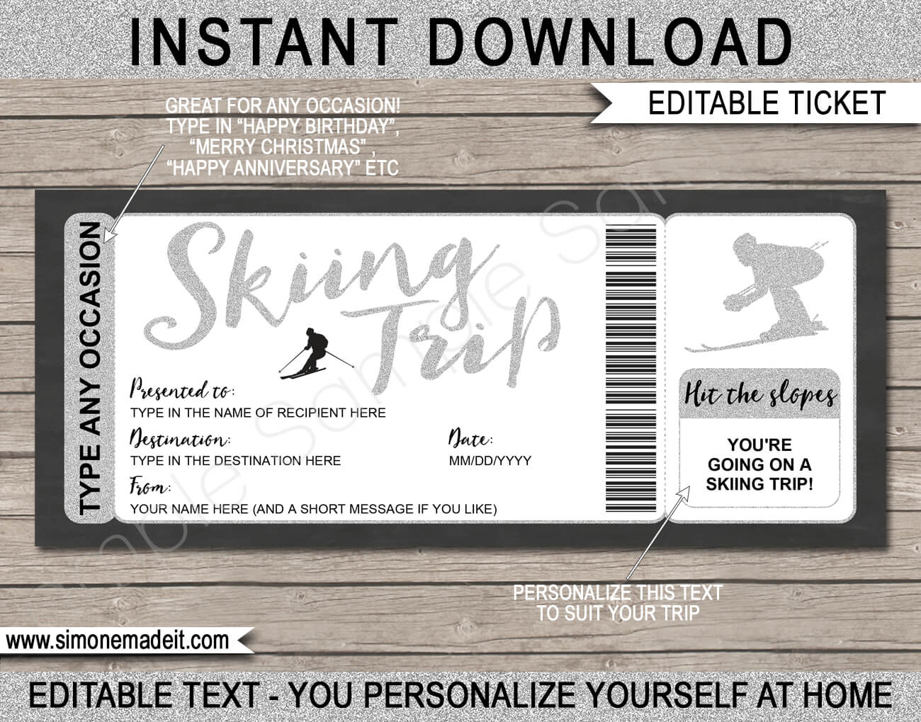Any Occasion Skiing Trip Tickets – Glitter Within Track And Field Certificate Templates Free