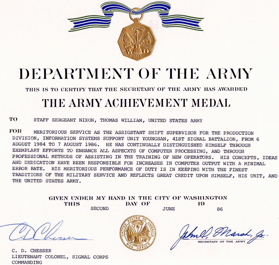 Army Achievement Medal With Regard To Army Certificate Of Achievement Template