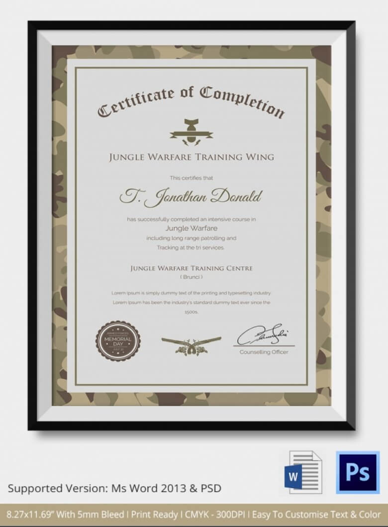 Army Certificate Of Completion Template – Diff Intended For Army Certificate Of Completion Template