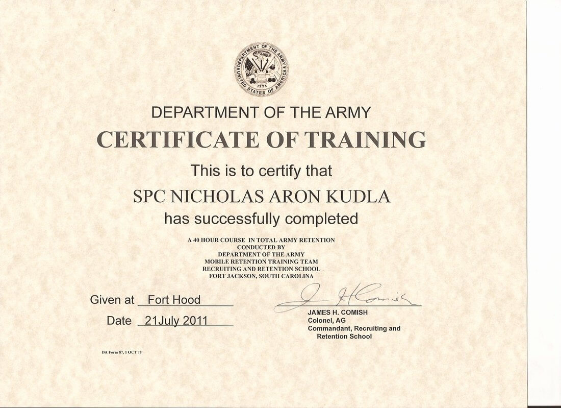 Army Training Certificate Calep midnightpig co For Army Certificate