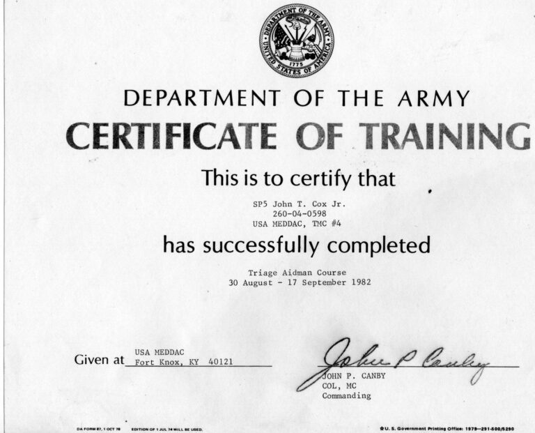 Army Tarp Training Certificate - Army Military