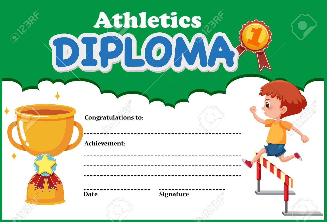 Athletics Diploma Certificate Template Illustration With Athletic Certificate Template