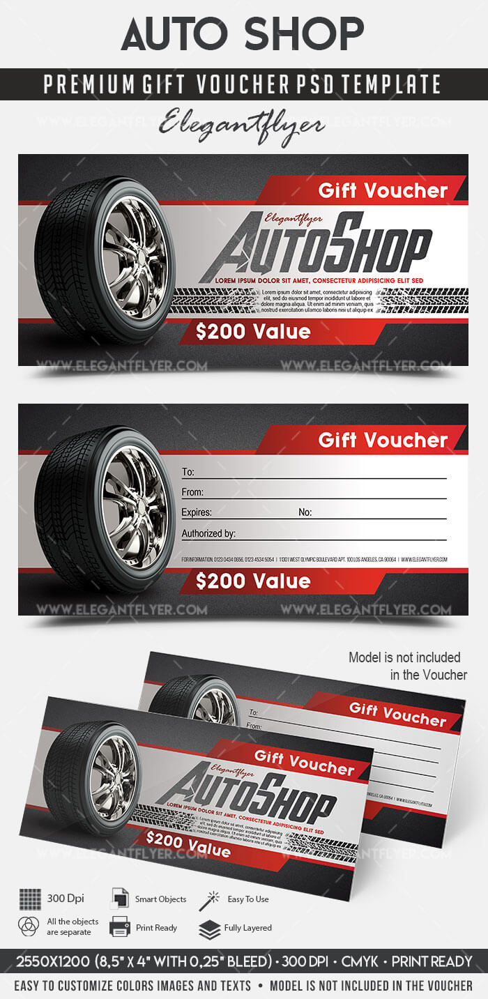 Auto Shop – Premium Gift Certificate Psd Template Inside Automotive Gift Certificate Template