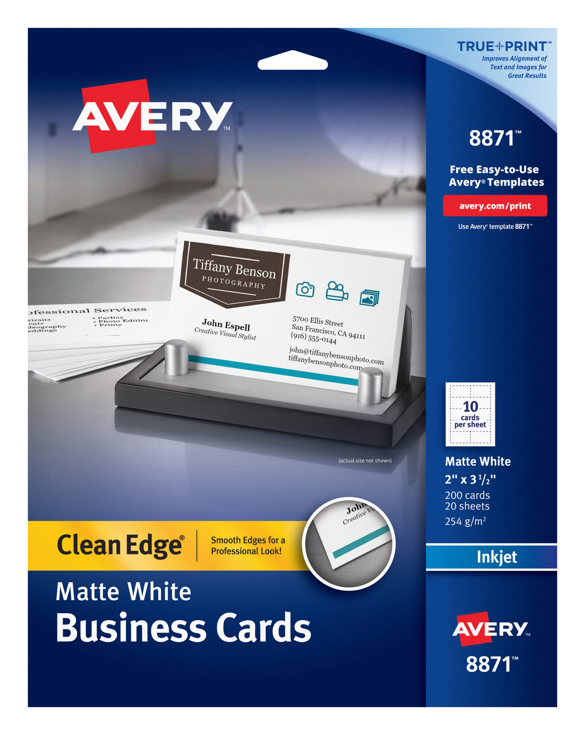 Avery Clean Edge Business Cards, True Print Matte, Two Sided Printing, 2" X  3 1/2", 200 Cards (8871) – Walmart Inside Office Depot Business Card Template