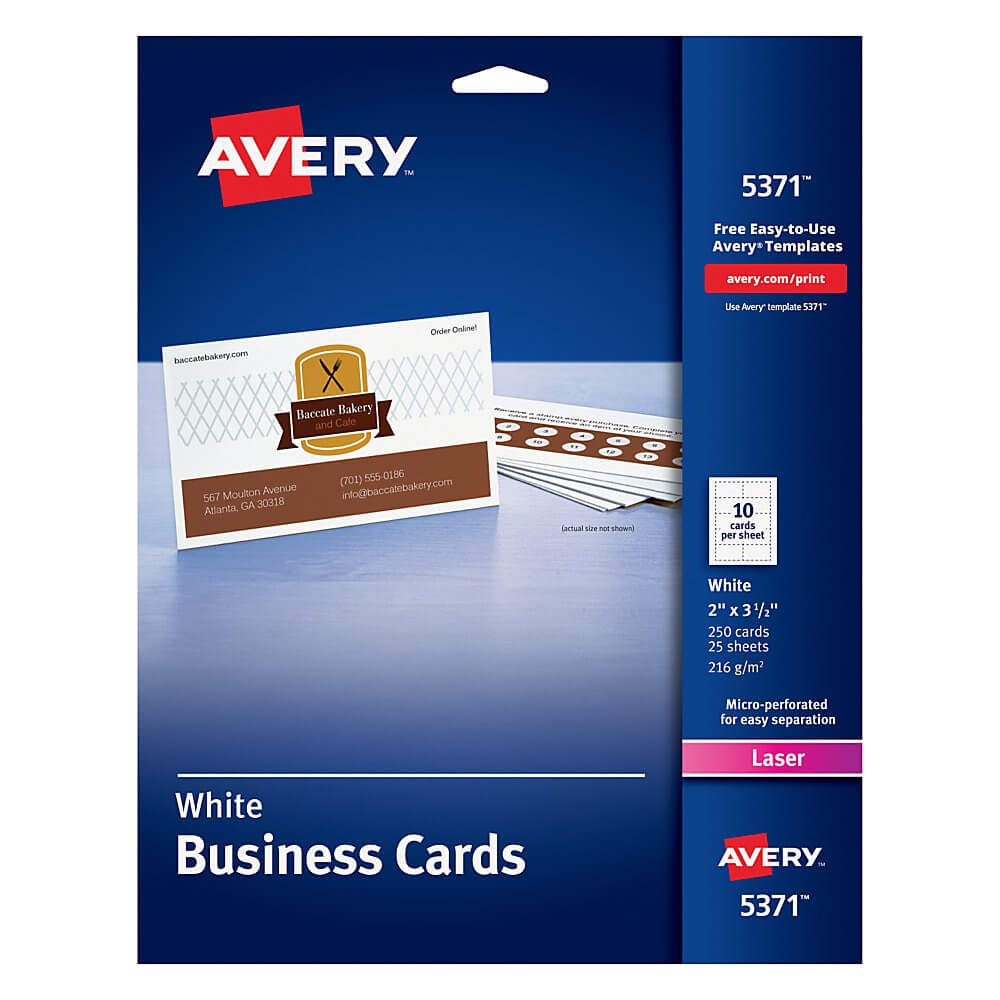Avery® Laser Microperforated Business Cards, 2" X 3 1/2", White, Pack Of 250 For Office Depot Business Card Template