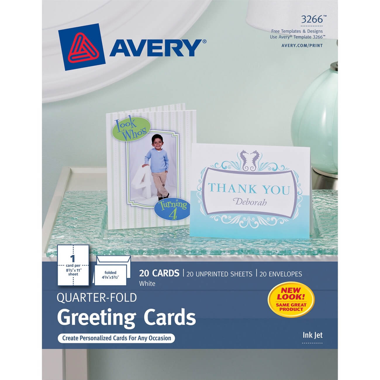 Avery® Quarter Fold Greeting Cards, Matte, 4 1/4" X 5 1/2", 20  Cards/envelopes (3266) – 4 1/4" X 5 1/2" – Matte – 20 / Pack – White For Quarter Fold Greeting Card Template