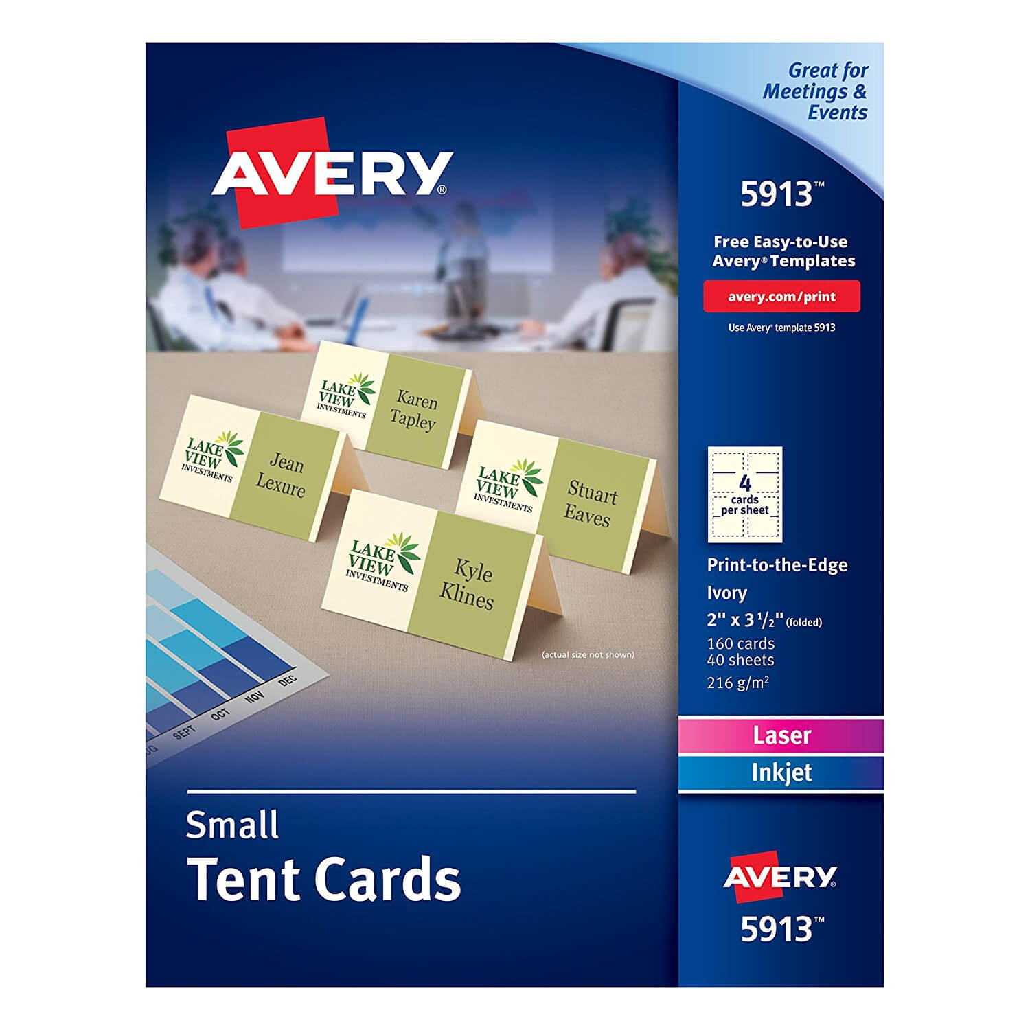 Avery Small Ivory Tent Cards, Laser/inkjet Printers, 2"x3 1/2", Pack Of 160  (5913) In Free Template For Place Cards 6 Per Sheet