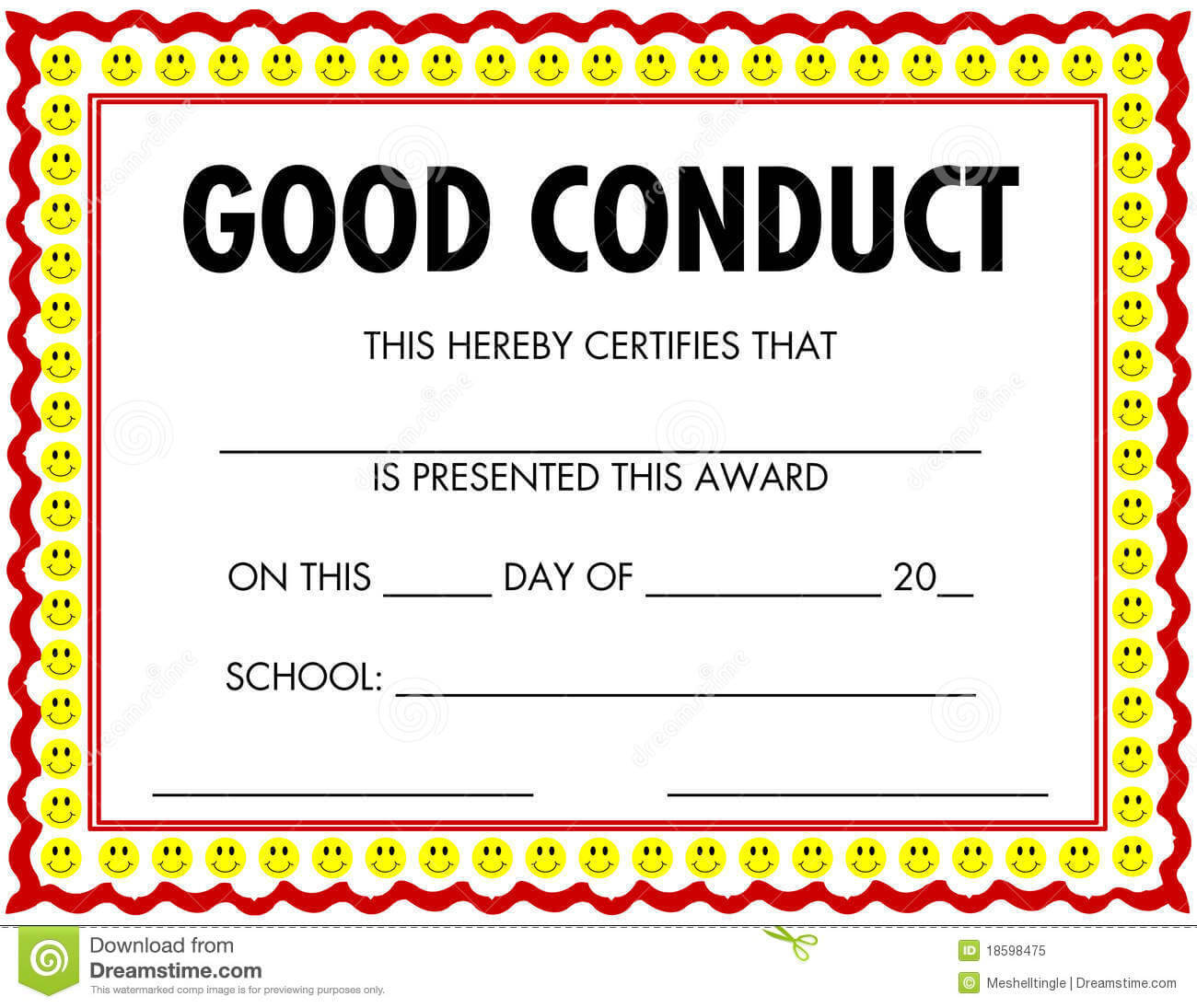 Award Certificate Good Conduct Stock Vector – Illustration With Regard To Good Conduct Certificate Template