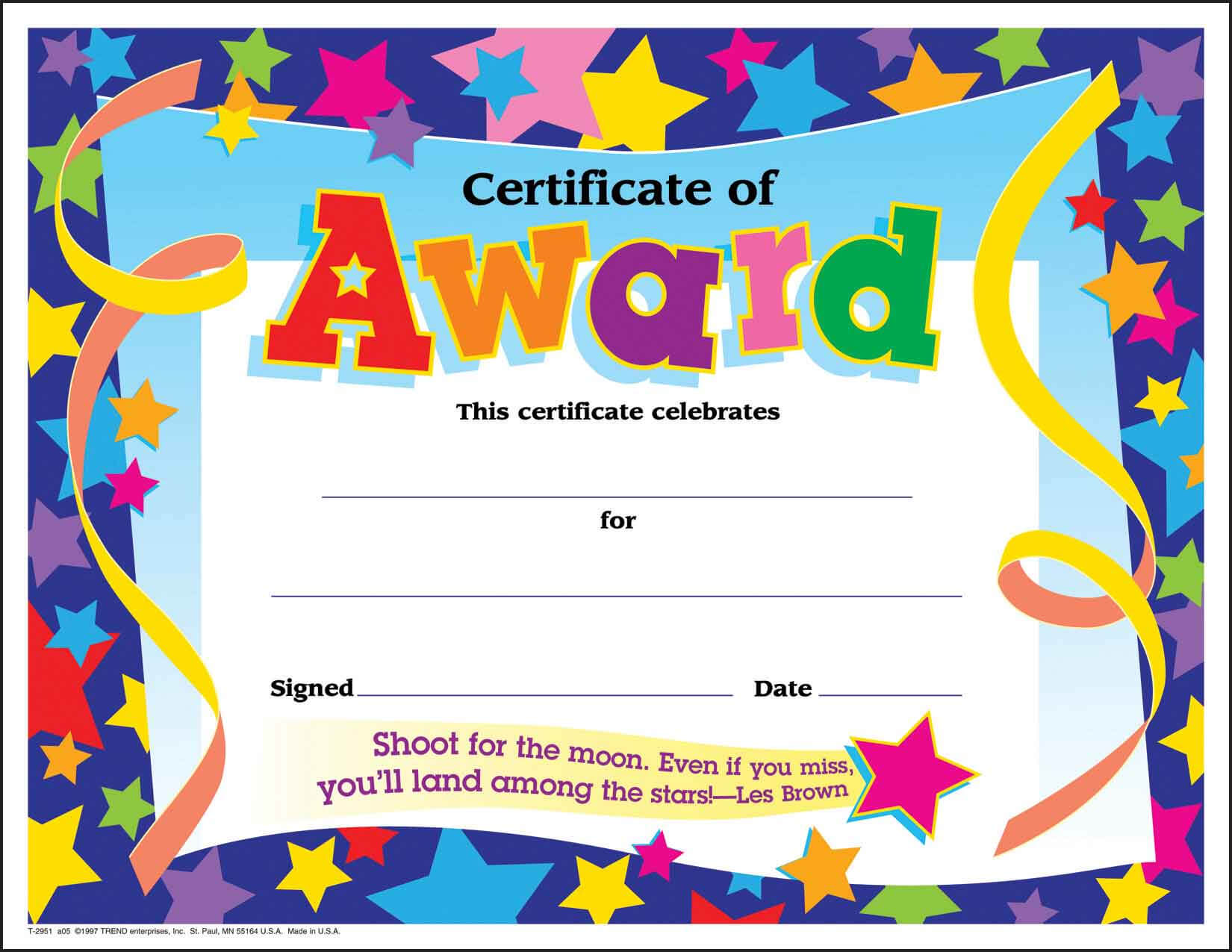 Award Certificate Templates For Kids – Calep.midnightpig.co Within First Place Award Certificate Template