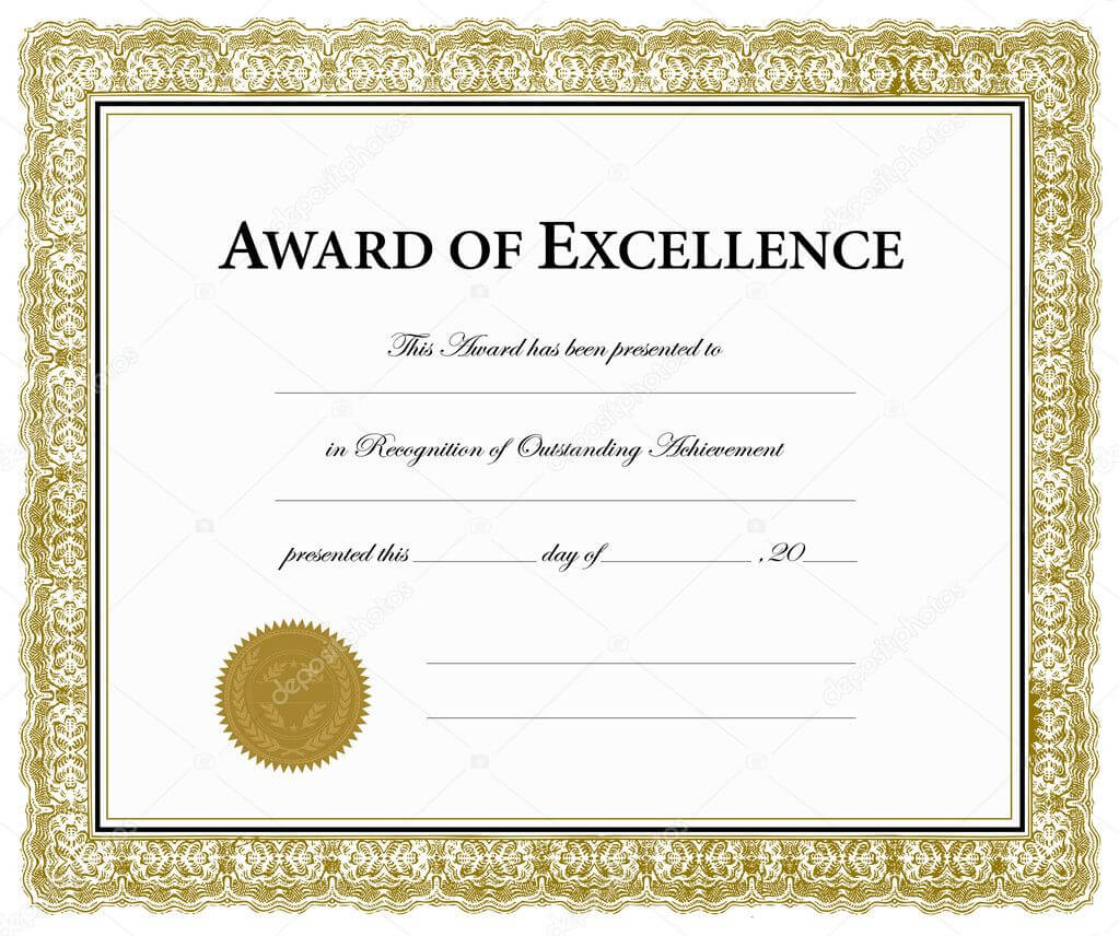 Award Of Excellence Certificate – Calep.midnightpig.co For Award Of Excellence Certificate Template