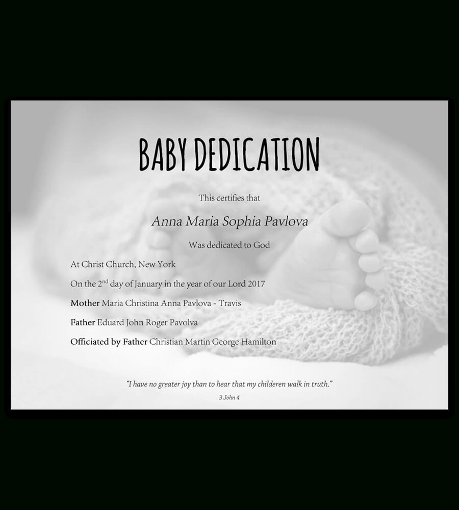 Baby Dedication Certificate Template For Word [Free Printable] With Baby Christening Certificate Template