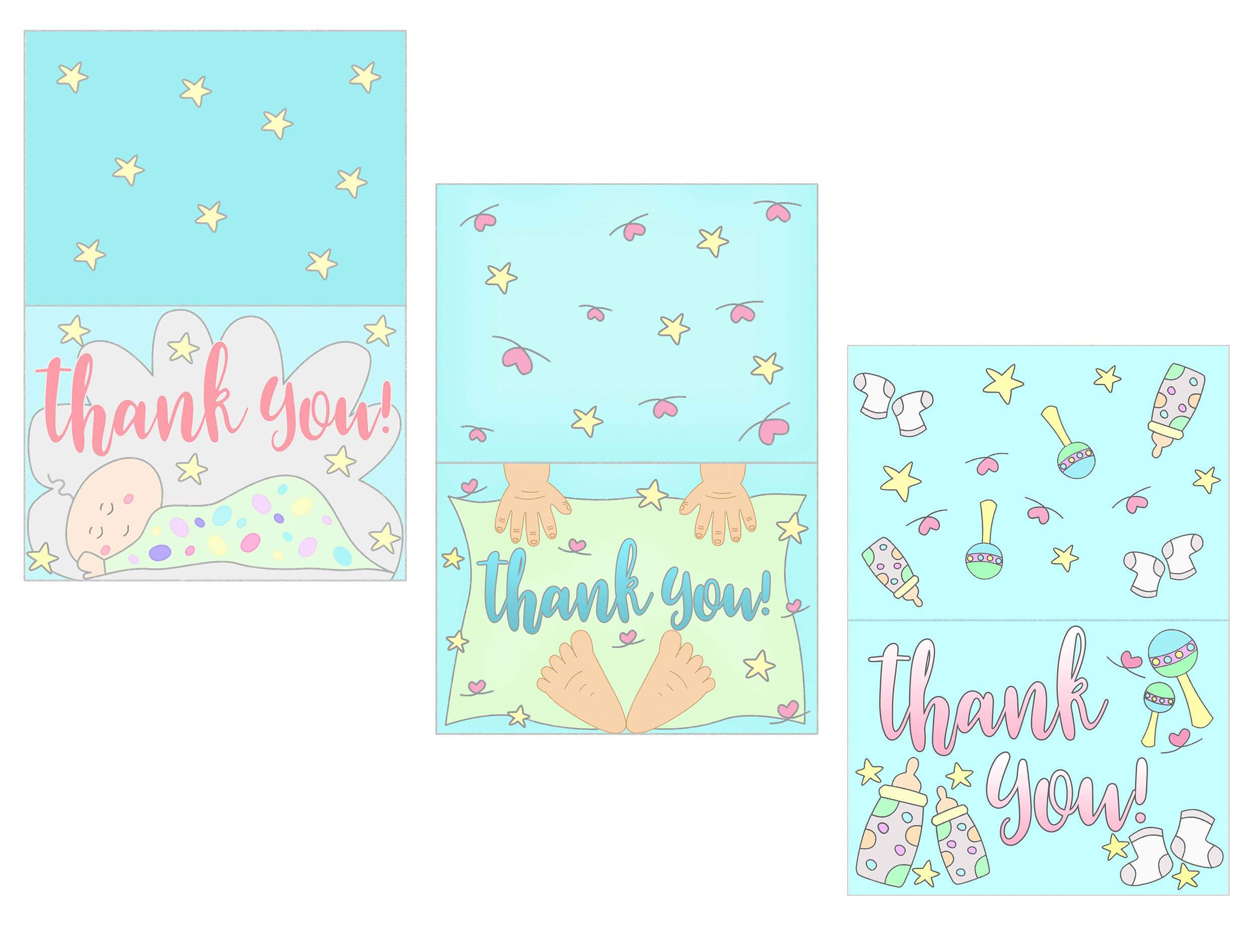 Baby Shower Thank You Cards Free Printable - Calep Within Template For Baby Shower Thank You Cards