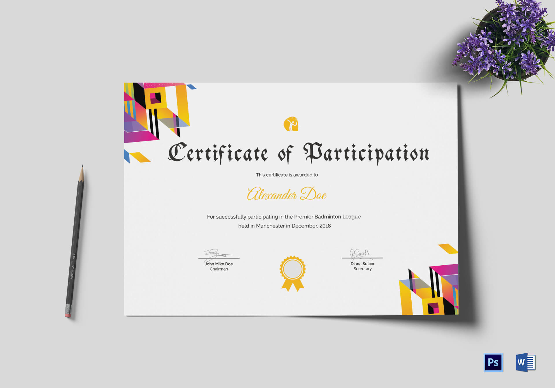 Badminton Participation Certificate Template Intended For Certificate Of Participation Template Word