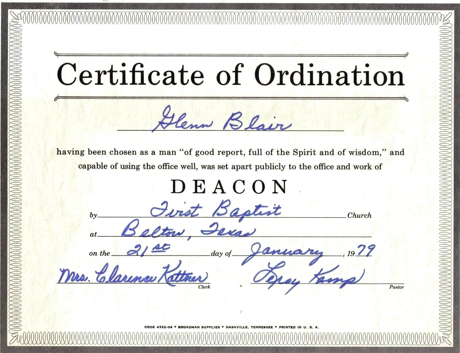 Baptism Certificate Template – Harryatkins For Certificate Of Ordination Template