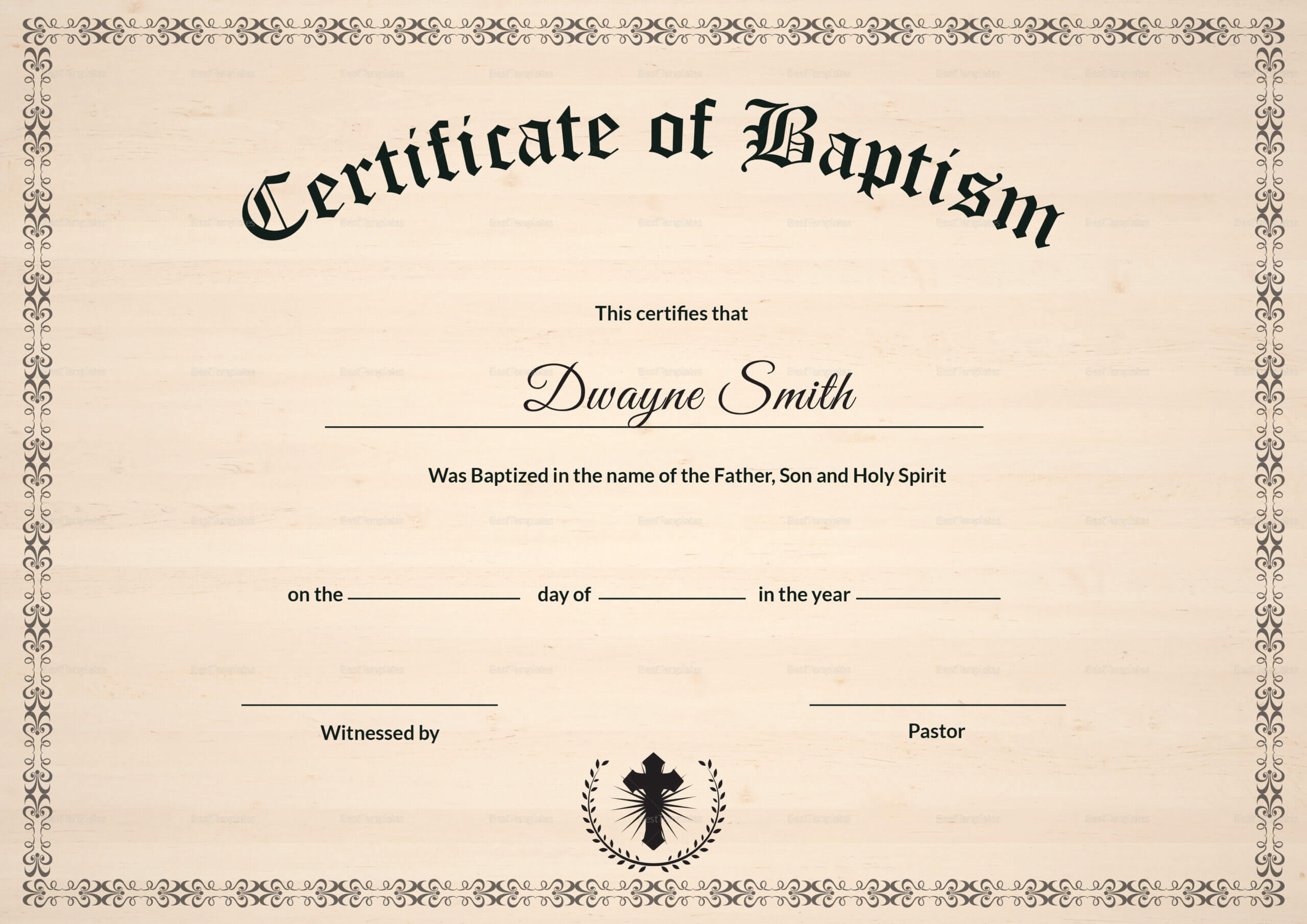 Baptism Certificate Template Inside Baptism Certificate Template Download