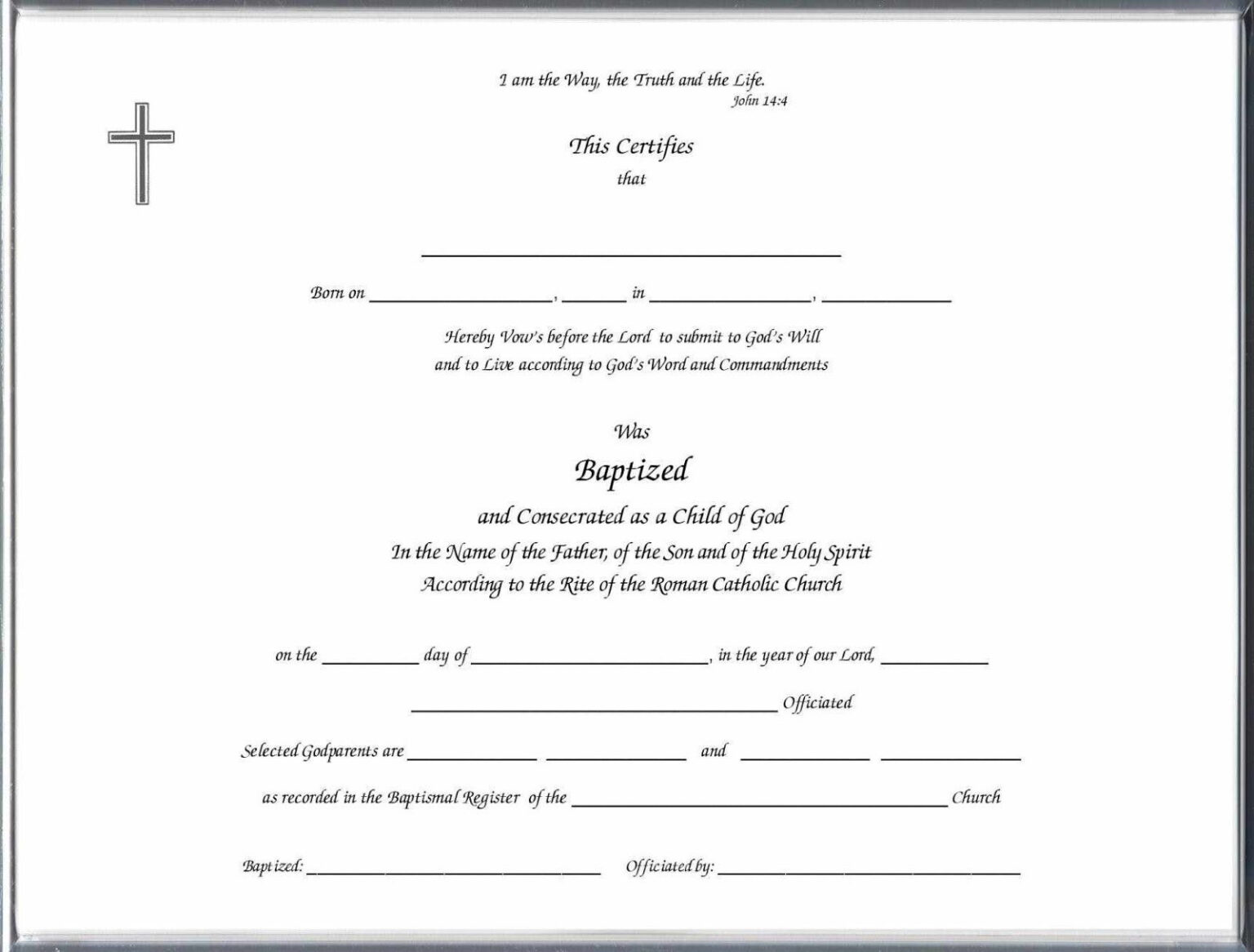 Baptism Certificate Templates Free Word Pdf Formats Samples My