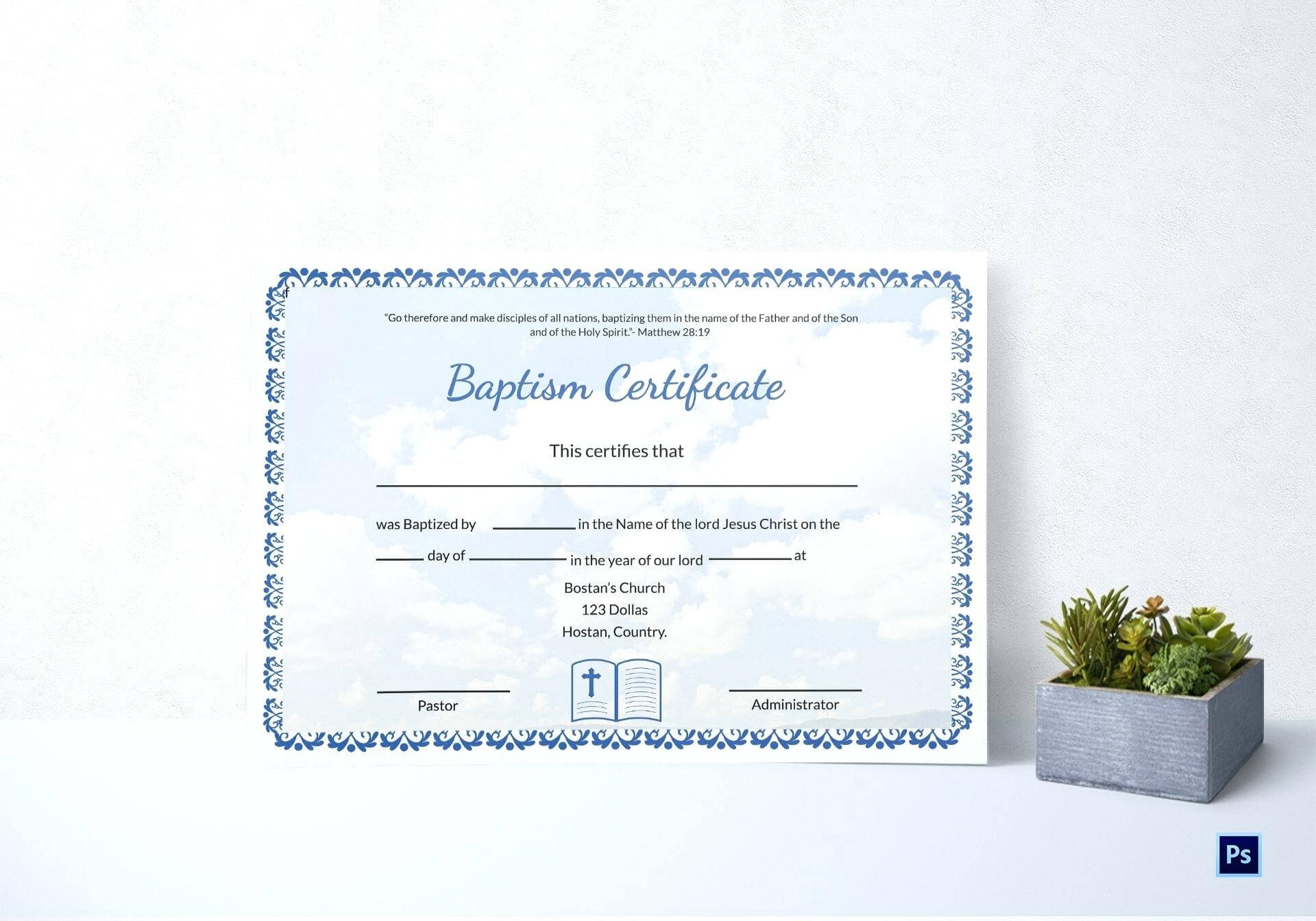Baptism Certificate Template Word – Heartwork For Baptism Certificate Template Word
