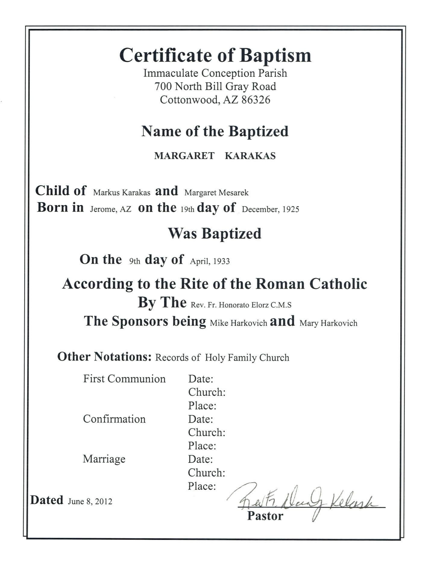 Baptism Class Certificate Template Free Printable Godparent Inside Roman Catholic Baptism Certificate Template