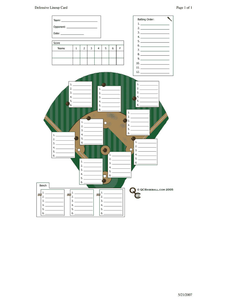 Baseball Lineup Template Fillable – Fill Online, Printable Throughout Dugout Lineup Card Template
