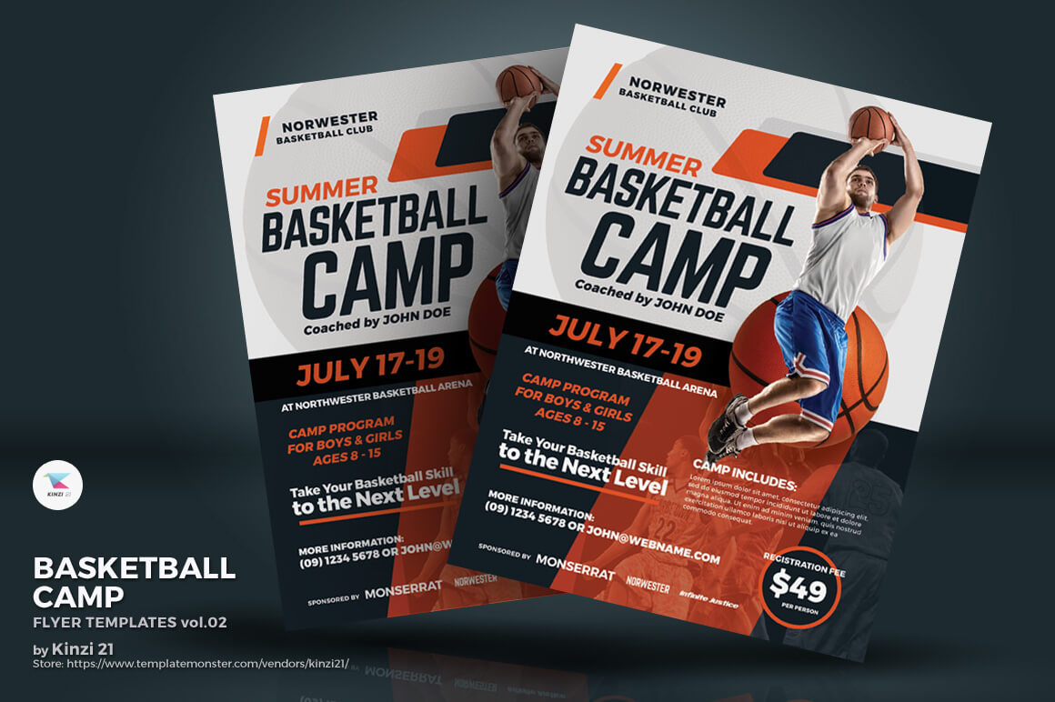 Basketball Camp Flyer Corporate Identity Template Within Basketball Camp Brochure Template