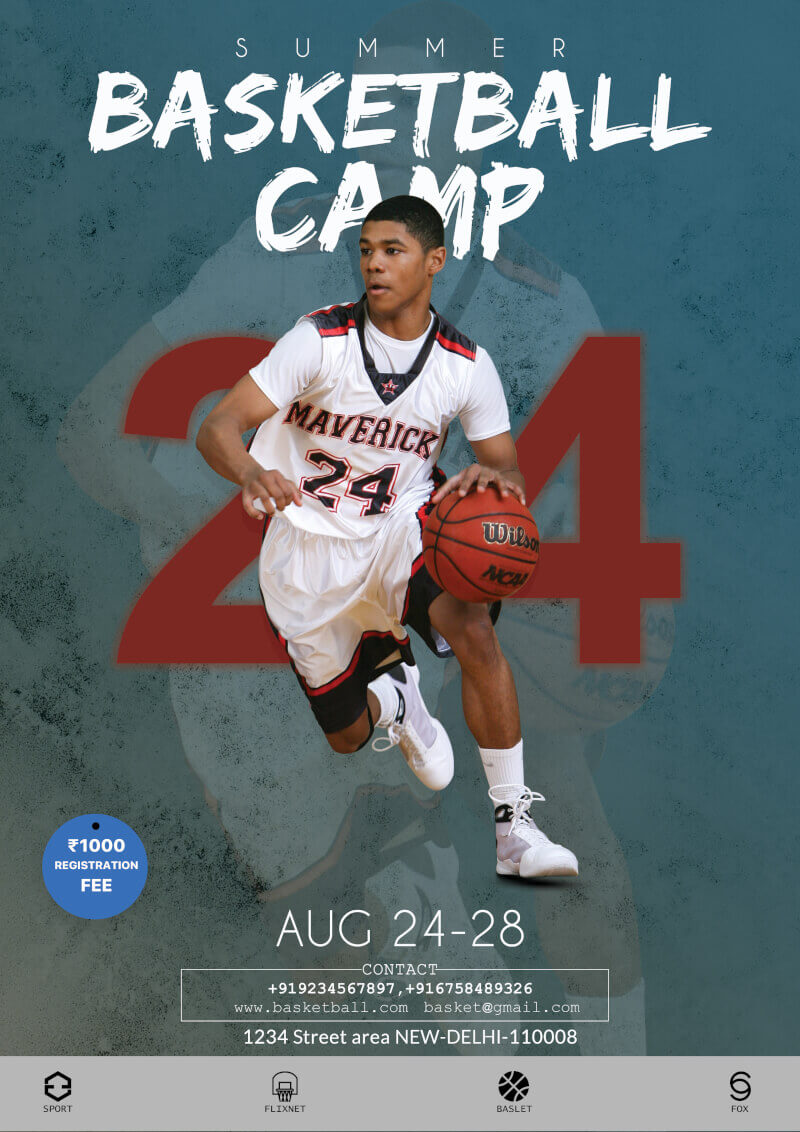 Basketball Camp Flyer Free Psd Template | Psddaddy With Basketball Camp Brochure Template
