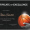 Basketball Excellence Certificate Template For Basketball Certificate Template