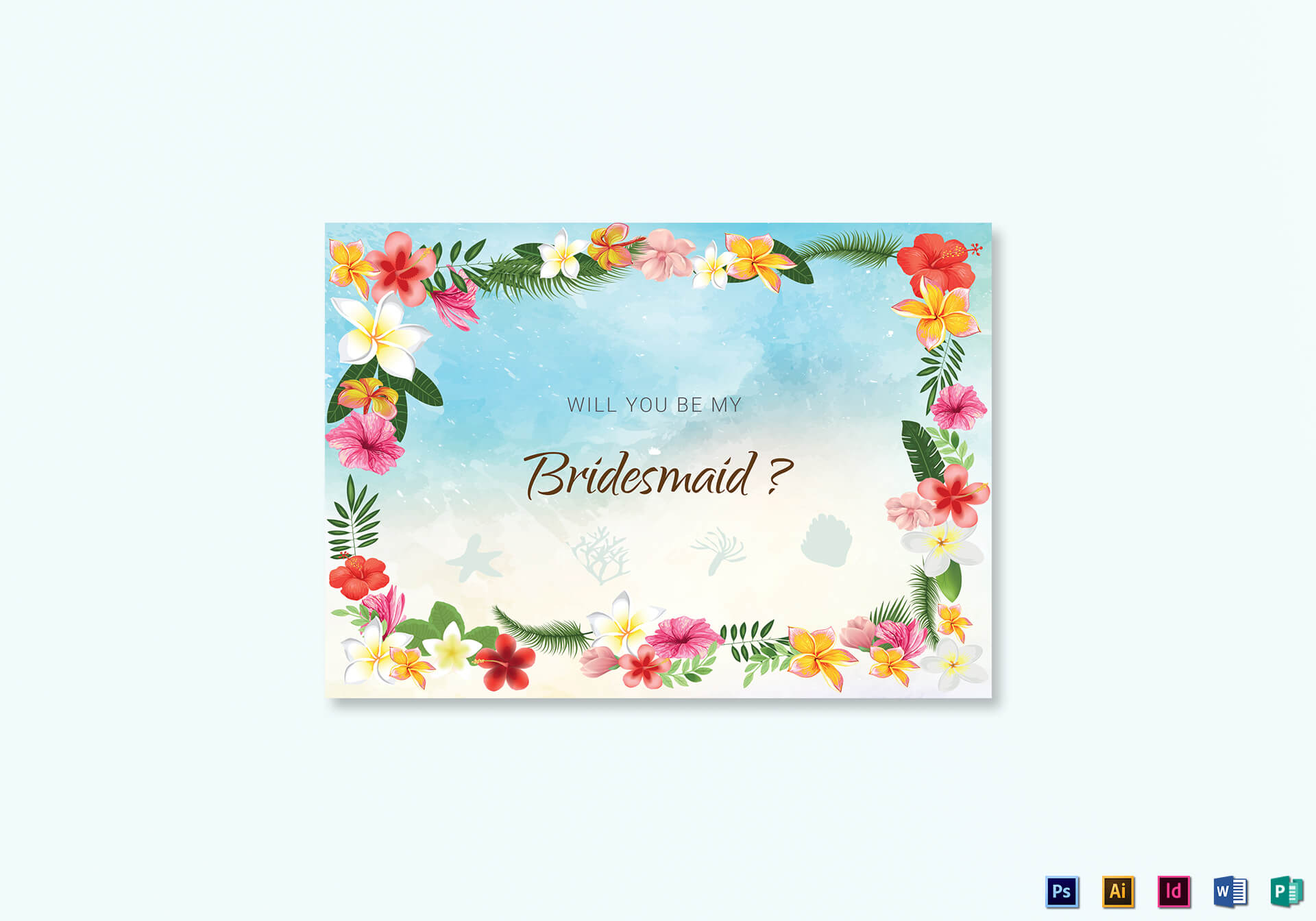 Beach Will You Be My Bridesmaid Card Template Regarding Will You Be My Bridesmaid Card Template