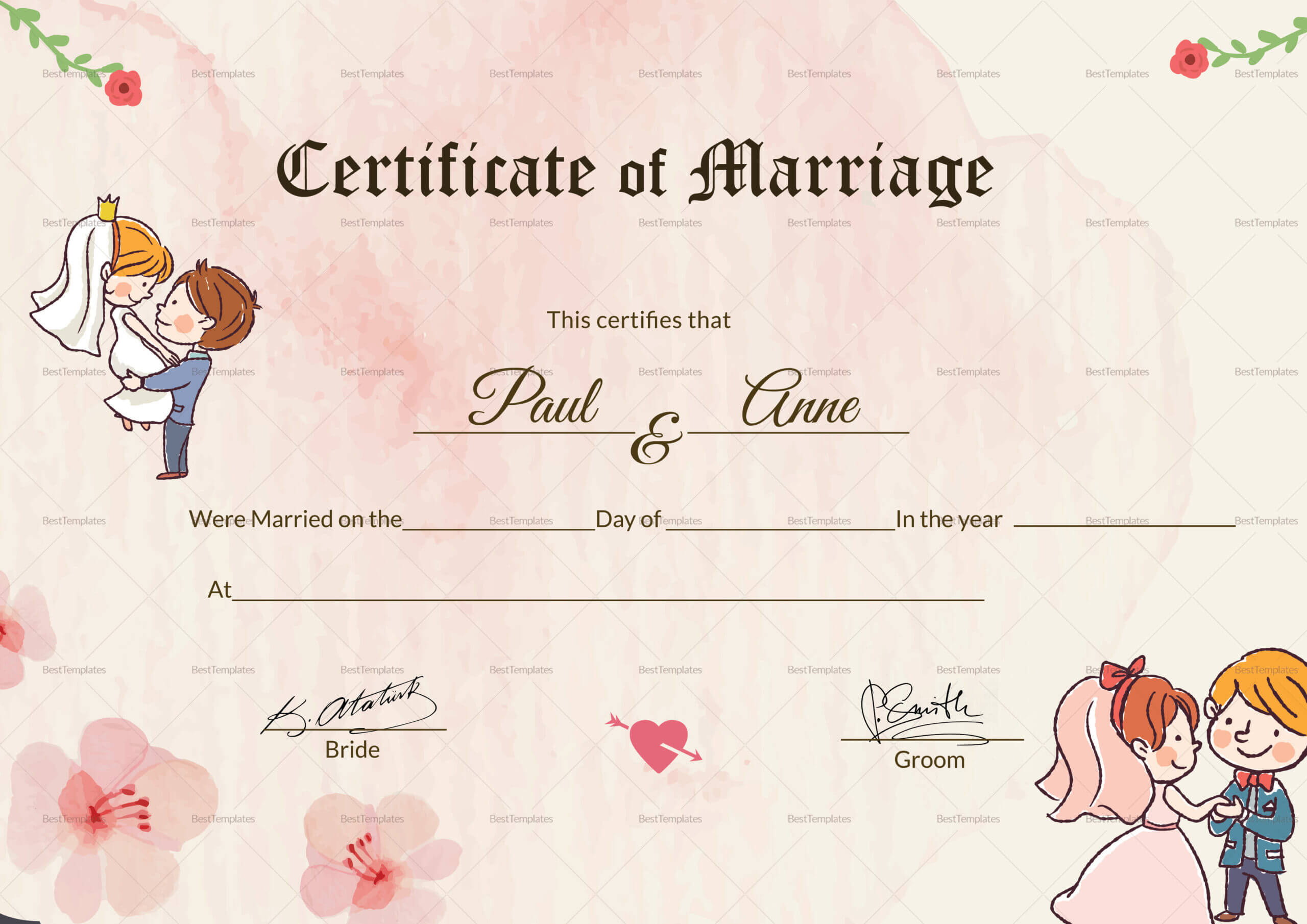Beautiful Antique Marriage Certificate Template Inside Certificate Of Marriage Template