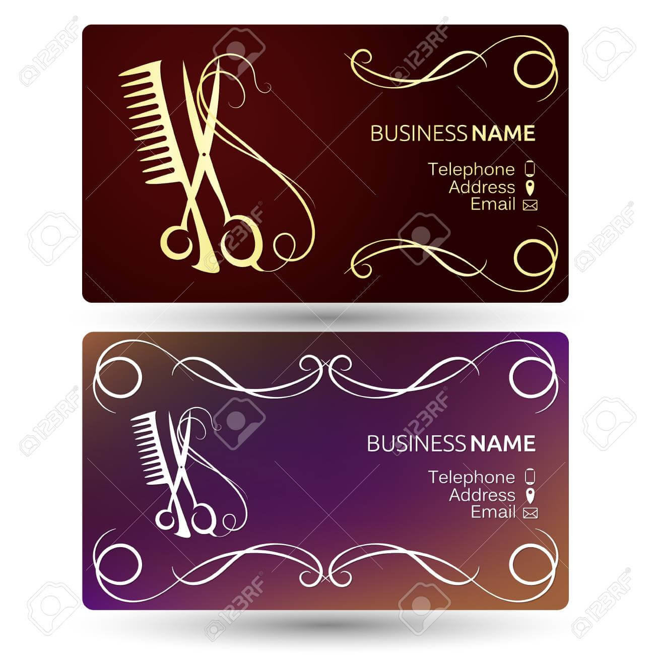 Beauty Salon And Hairdresser Business Card Template Vector Intended For Hairdresser Business Card Templates Free