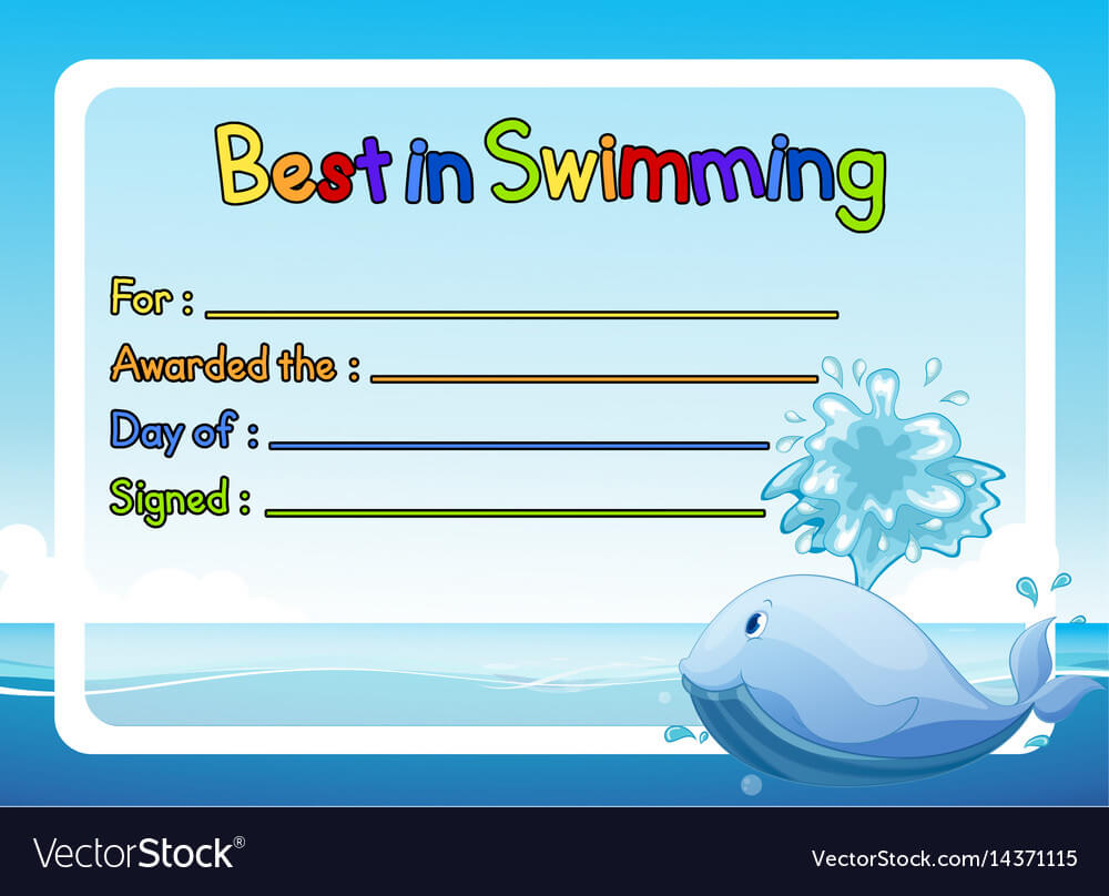 Best In Swimming Award Template With Whale In In Free Swimming Certificate Templates