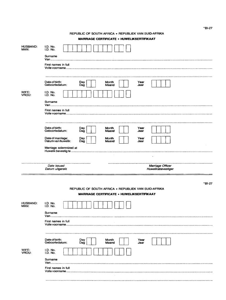 Bi 27 – Fill Online, Printable, Fillable, Blank | Pdffiller With South African Birth Certificate Template