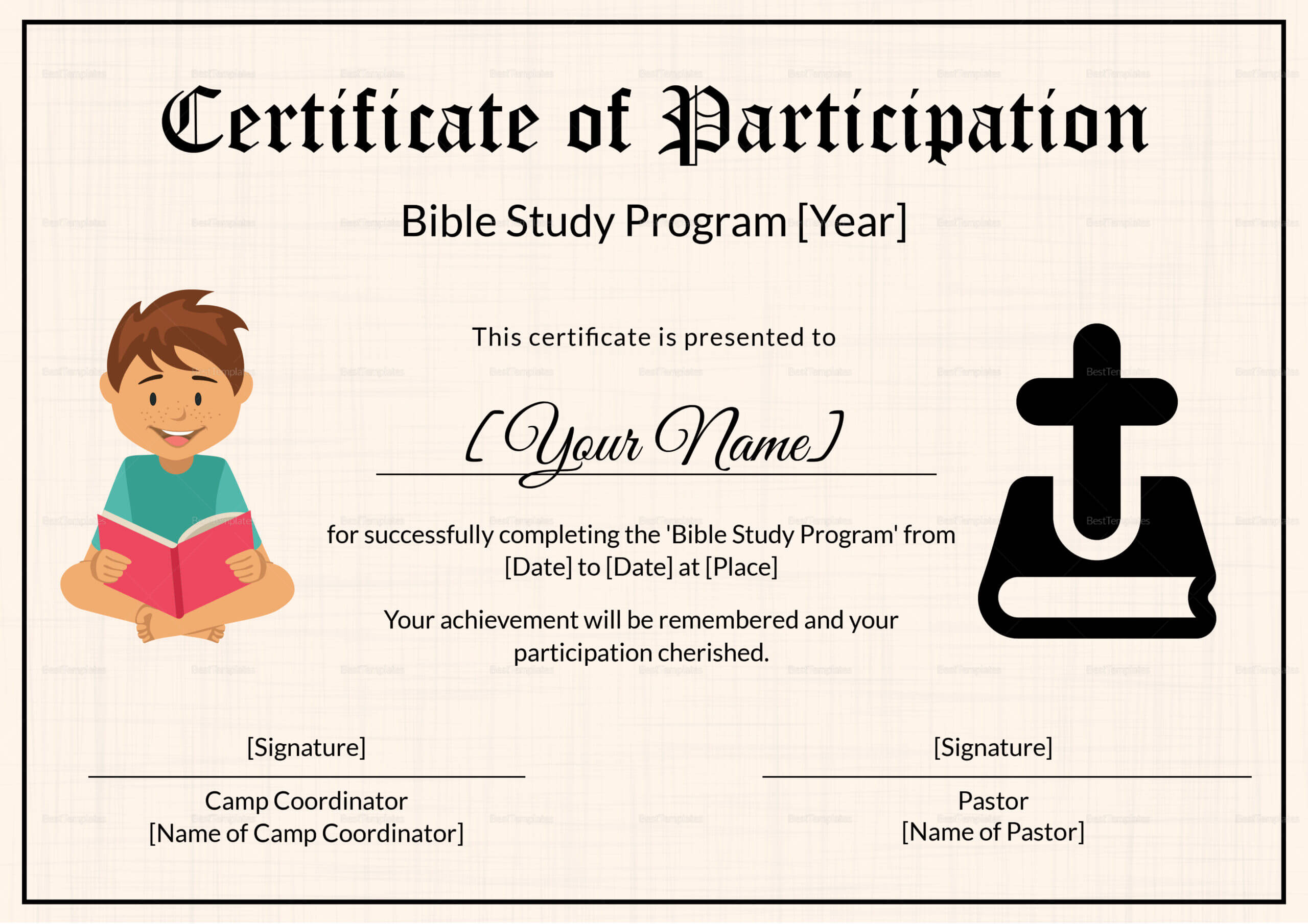 Bible Prophecy Program Certificate For Kids Template Intended For Christian Certificate Template