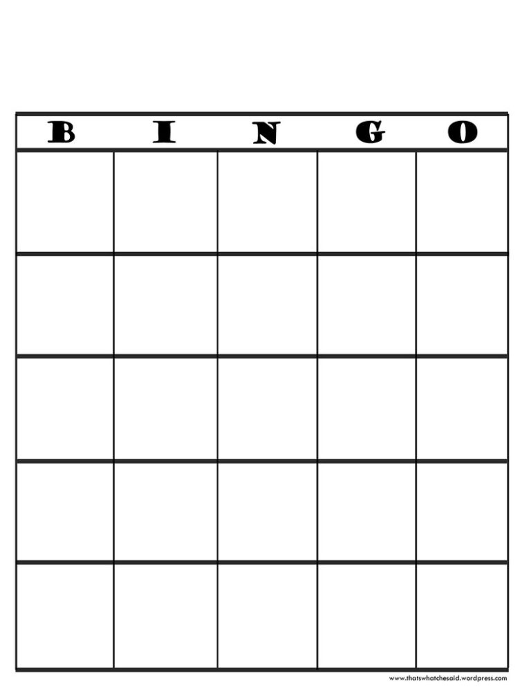 Bingo Board Regarding Blank Bingo Card Template