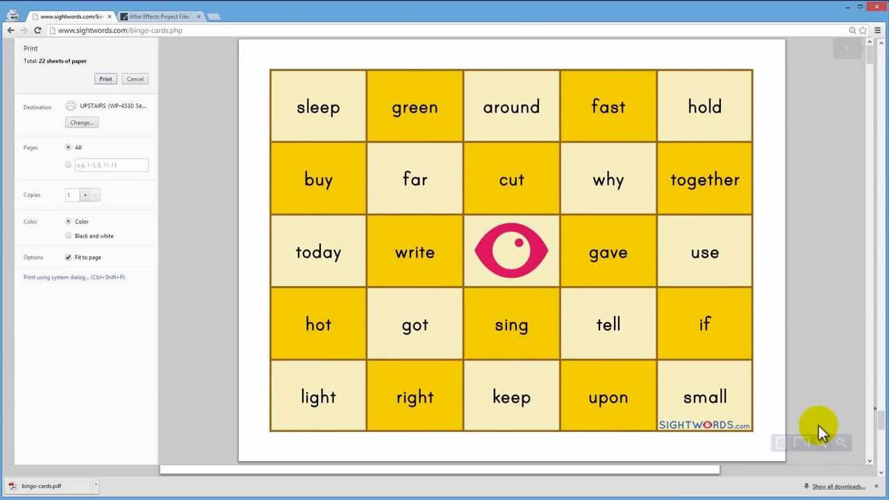 Bingo Card Creator | Sight Words: Teach Your Child To Read Pertaining To Bingo Card Template Word