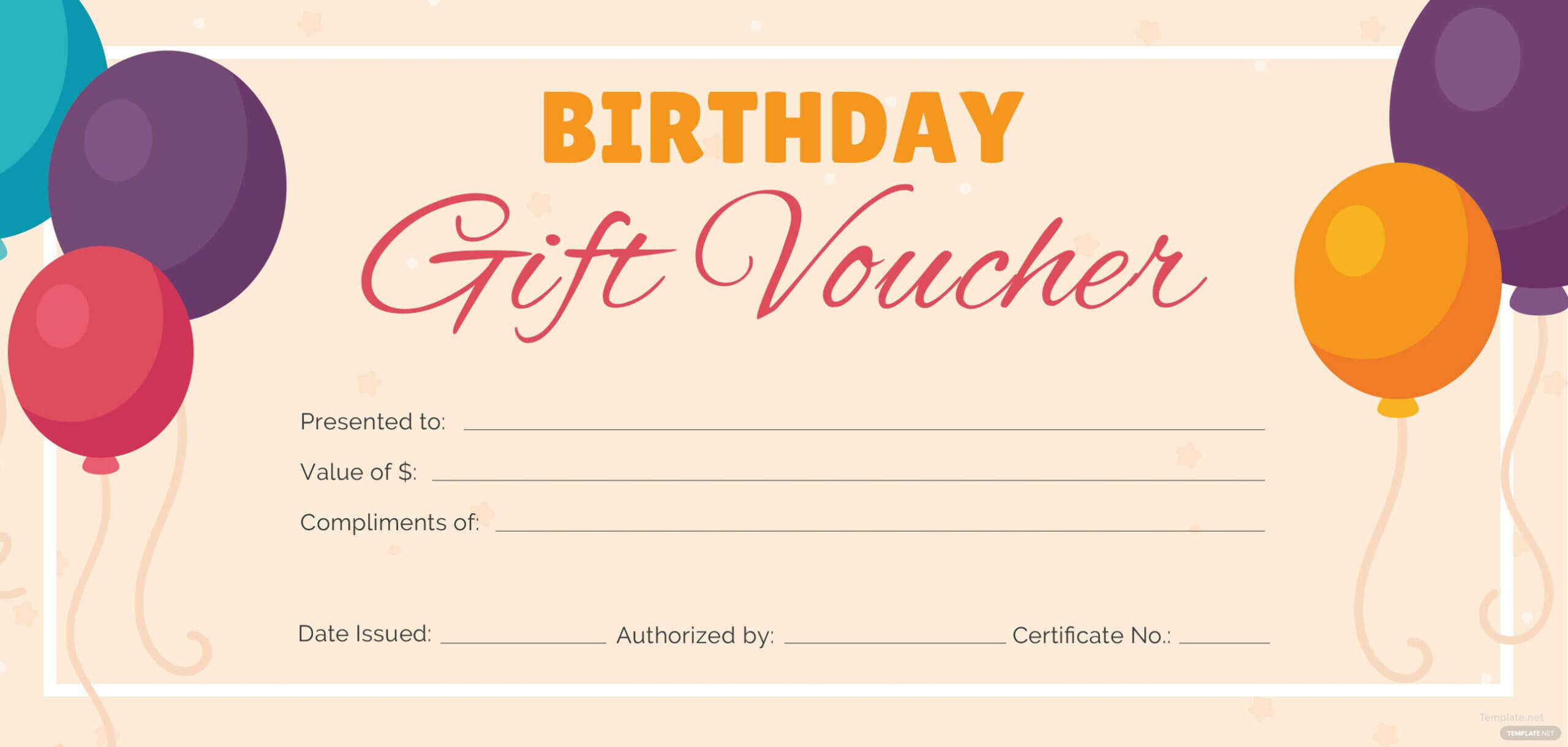 Birthday Gift Voucher Template – Dalep.midnightpig.co Pertaining To Custom Gift Certificate Template