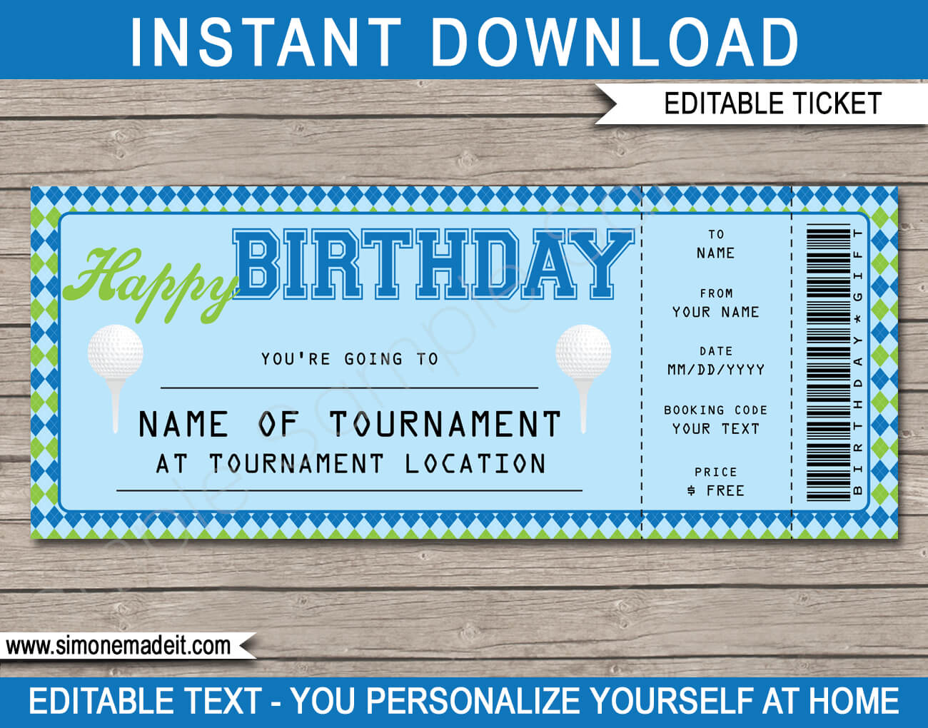Birthday Golf Gift Tickets Pertaining To Golf Gift Certificate Template