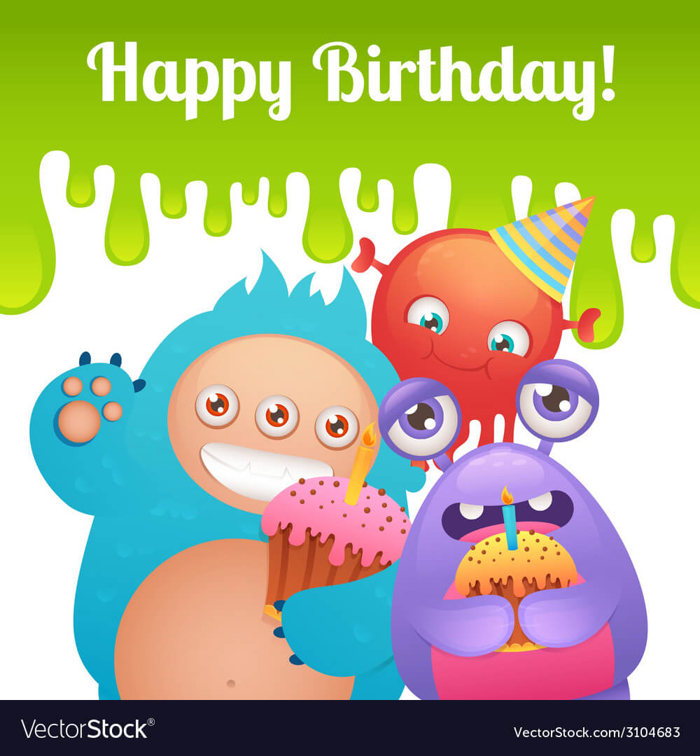 Birthday Monsters Card Throughout Monster High Birthday Card Template