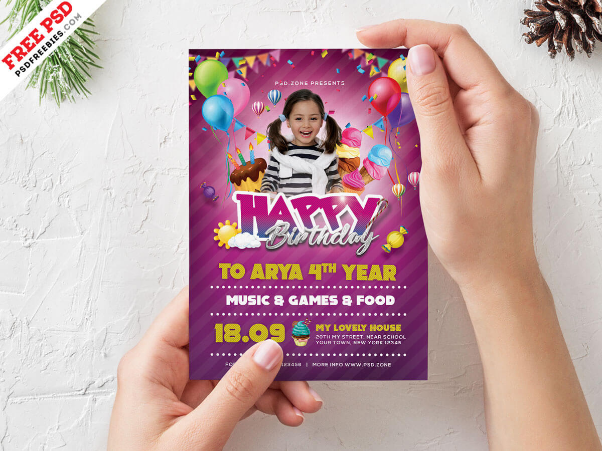 Birthday Party Invitation Card Design Psdpsd Freebies On Intended For Photoshop Birthday Card Template Free