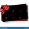 Black Greeting Or Gift Card Template With Red Satin Bow In Present Card Template