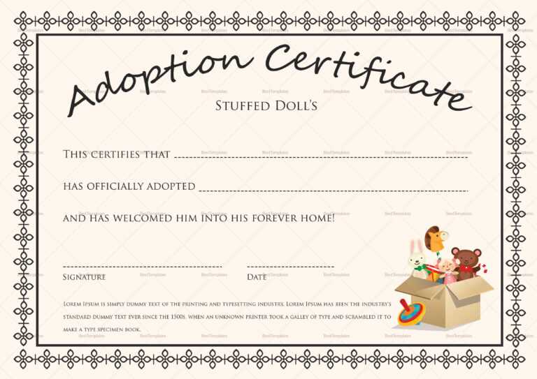 Blank Adoption Certificate Template Calep midnightpig co In Birth 